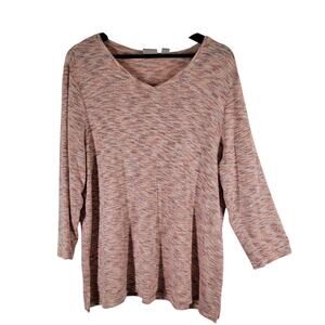 Chico's V Neck T Shirt Womens 2 Large Cozy Soft Heathered Orange Peach